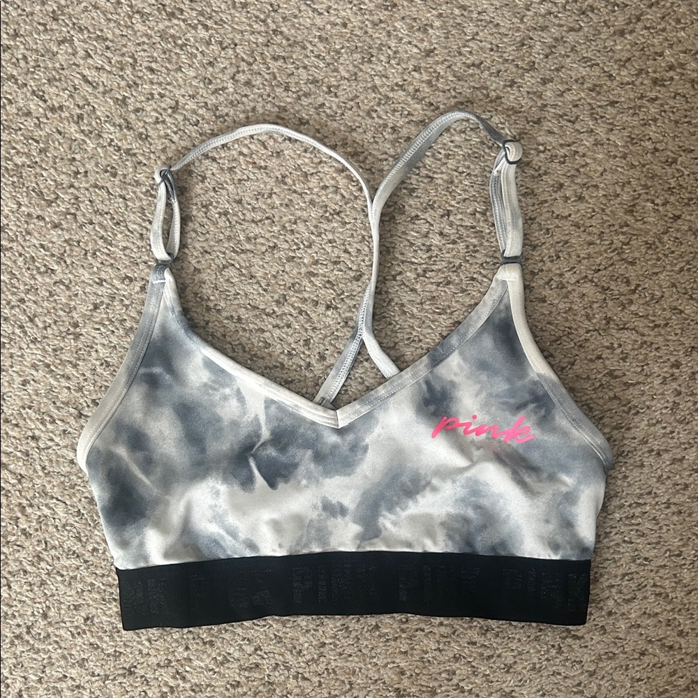 PINK Victoria's Secret Gray Tie-Dye Sports Bra